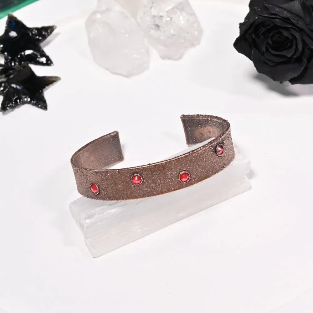 Red Swarovski Crystal Copper Cuff Bracelet
